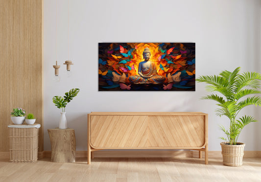Gautam Buddha Butterfly Aura Decor Wall Art | Eco-Friendly Decor for Your Home Space | Crystal wall art