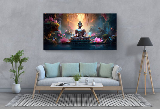 Gautam Buddha Spiritual Awakening Decor Wall Art | Eco-Friendly Decor for Your Home Space | Crystal wall art