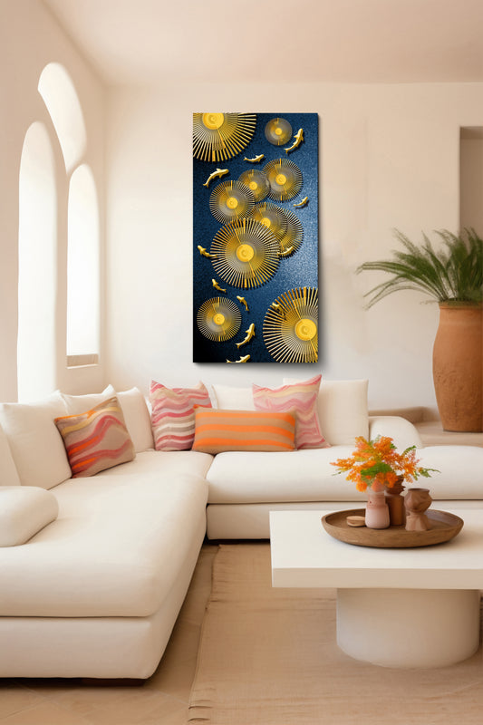 Golden Harmony of Nature | Eco-Friendly Decor for Your Home, Office, and Creative Space | Crystal wall art