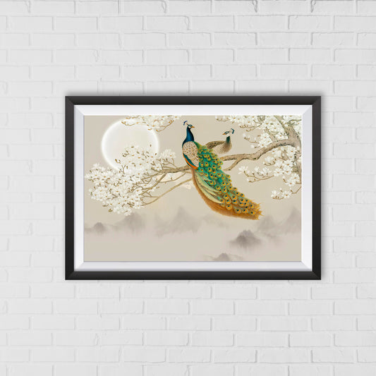 Moonlight Peacock Vastu Art for Elegance and Positive Energy | Home Decor Wall Art