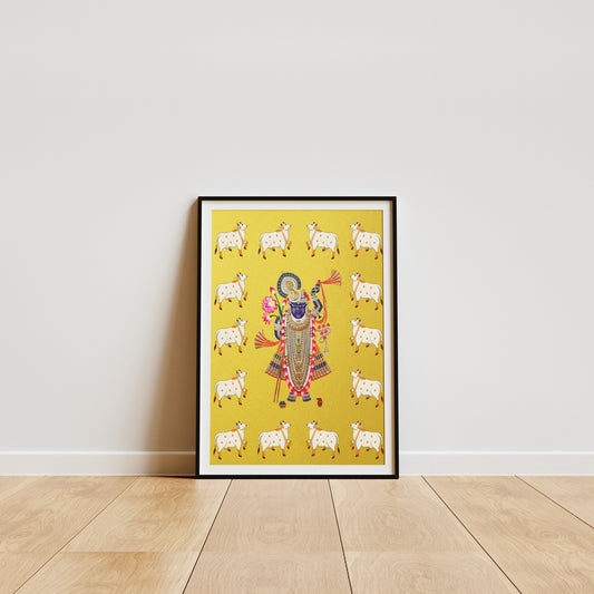 Nathdwara Golden Shrinathji Pichwai Art | Indian wall art Decor