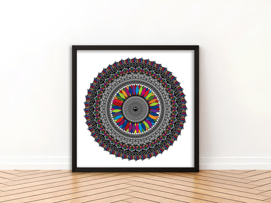 Prismatic Bloom Mandala Art Wall Decor | Balancing Harmony and Serenity