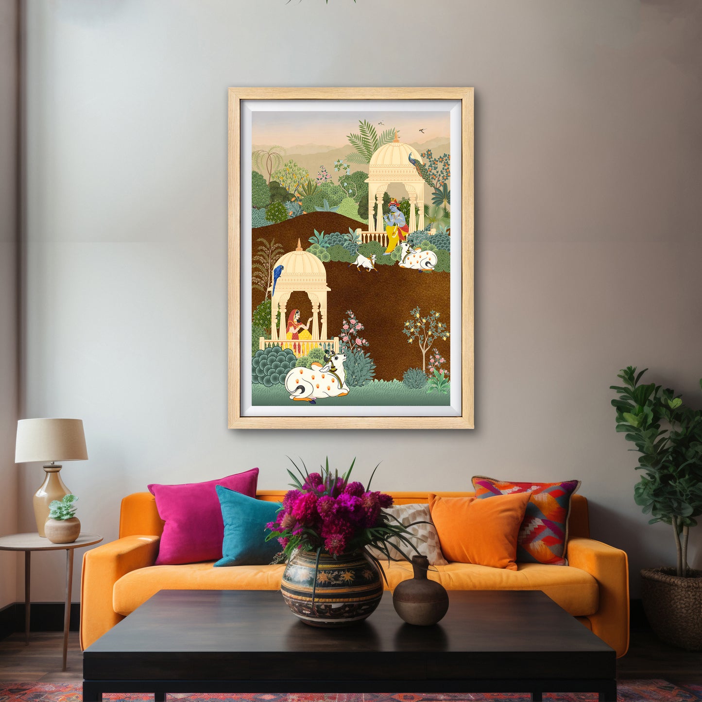 Radha Krishna: A Divine Love Story in Vrindavan | Indian Wall Art Decor | Pichwai Art