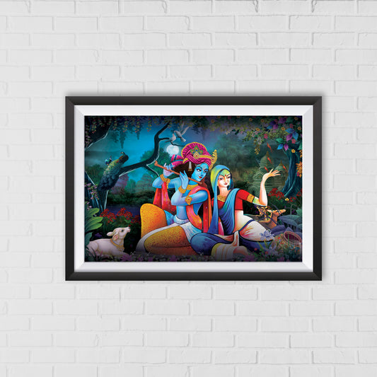 Radha Krishna Divine Love | Indian Wall Art Decor