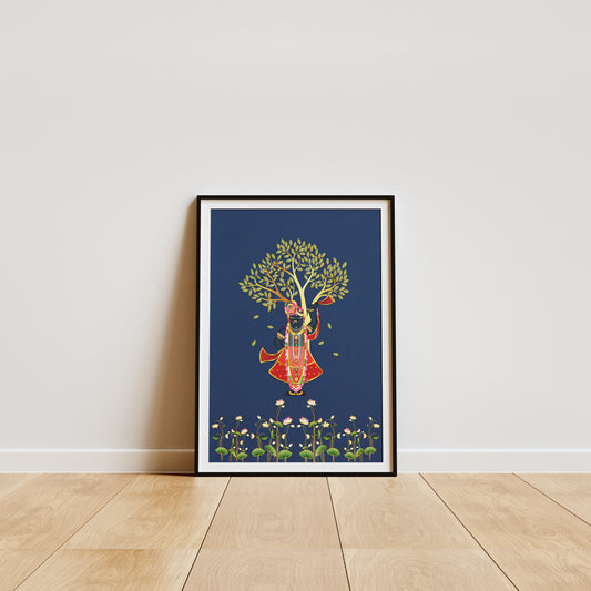 Shrinathji Beneath the Kadamba Tree Pichwai Art | Indian Wall Art Decor