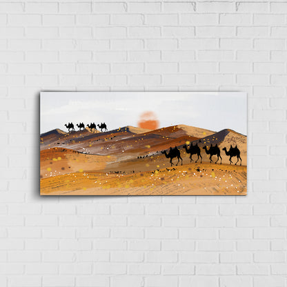 Desert Caravan at Sunset Decor Wall Art | Eco-Friendly Decor for Your Home, Office, and Creative Space | Crystal wall art