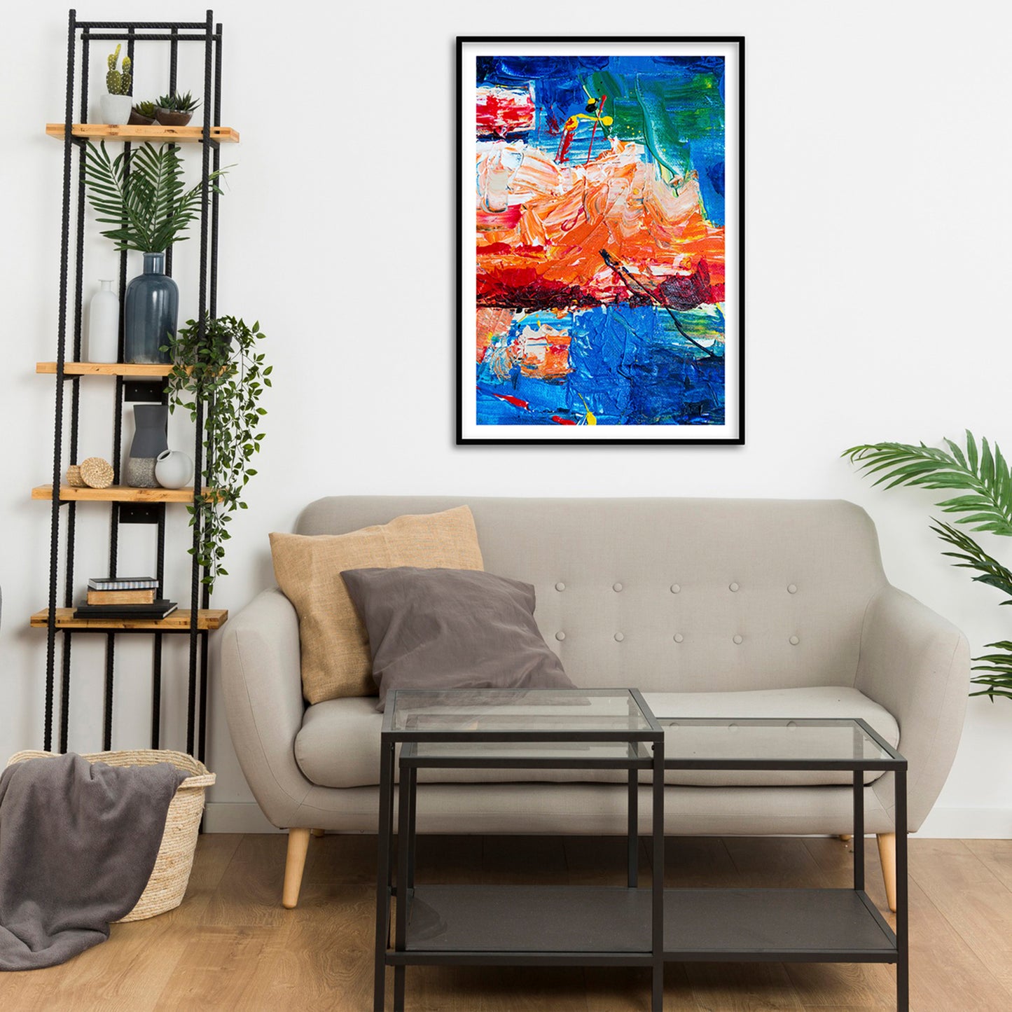 Dynamic Composition in Blue and Orange Abstract Art by Steve Johnson  | Modern Wall Art Decor