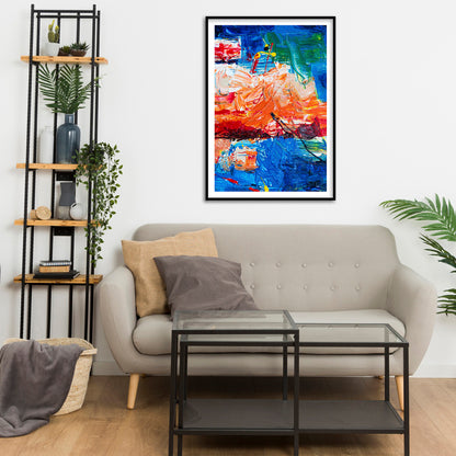 Dynamic Composition in Blue and Orange Abstract Art by Steve Johnson  | Modern Wall Art Decor