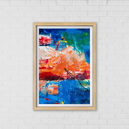 Dynamic Composition in Blue and Orange Abstract Art by Steve Johnson  | Modern Wall Art Decor