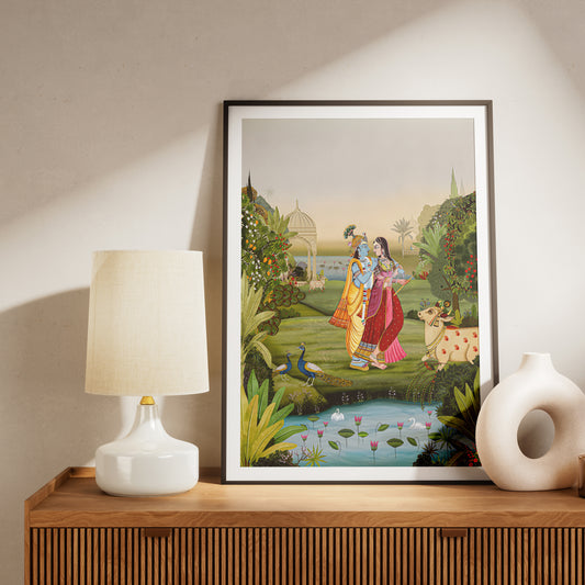Eternal love of Radhakrishna Pichwai Art | Indian Wall Art Decor