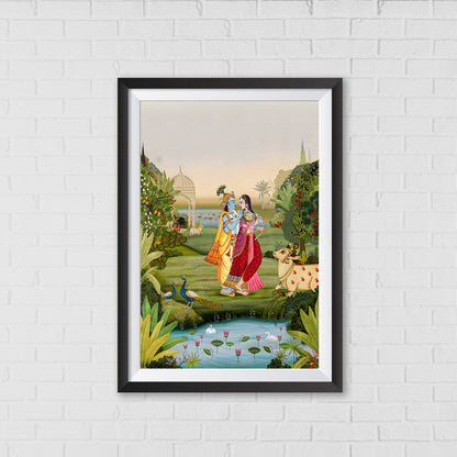 Eternal love of Radhakrishna Pichwai Art | Indian Wall Art Decor