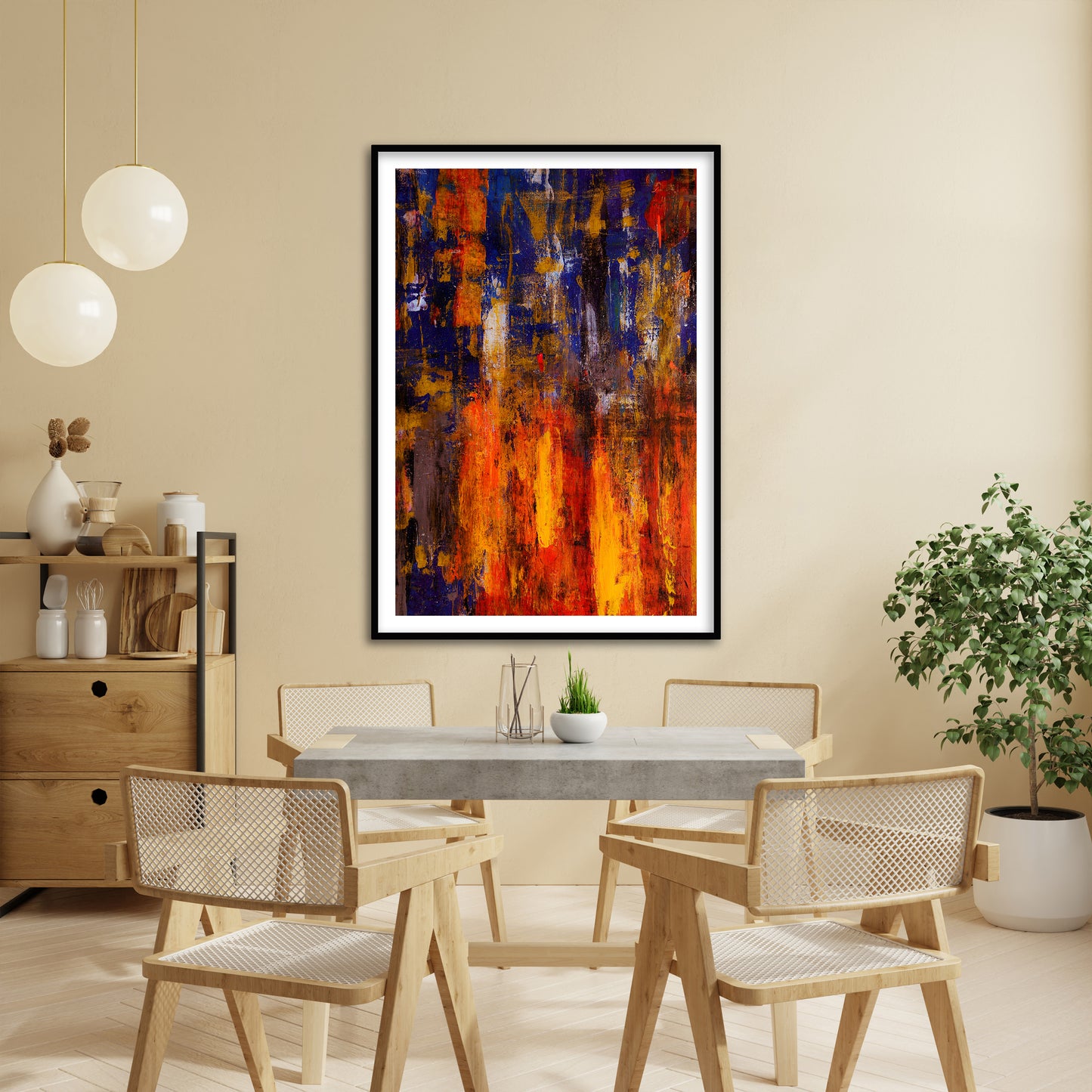 Fire and Night Abstract Art by Steve Johnson | Modern Wall Art Decor