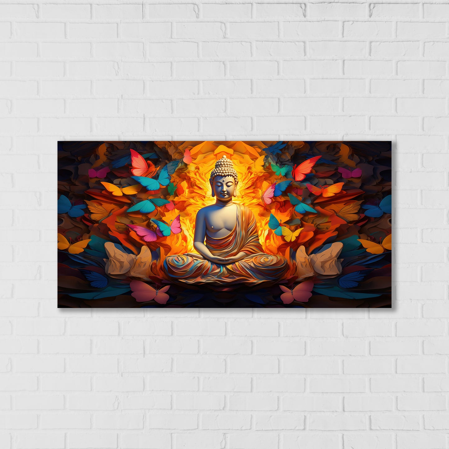 Gautam Buddha Butterfly Aura Decor Wall Art | Eco-Friendly Decor for Your Home Space | Crystal wall art