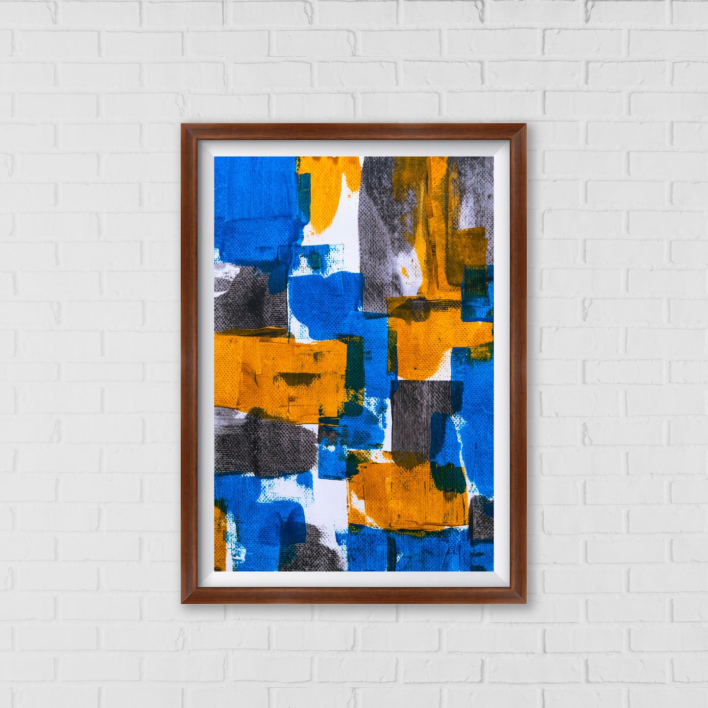 Geometric Harmony of Blue and Gold Abstract Art by Steve Johnson | Modern Wall Art Decor