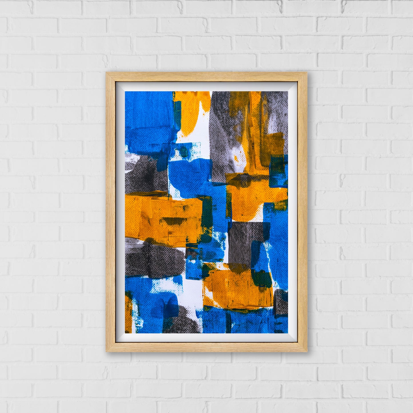 Geometric Harmony of Blue and Gold Abstract Art by Steve Johnson | Modern Wall Art Decor