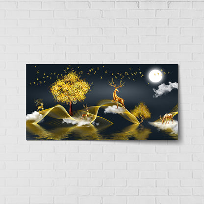 Golden Dance of the Deer | Eco-Friendly Decor for Your Home, Office, and Creative Space | Crystal wall art