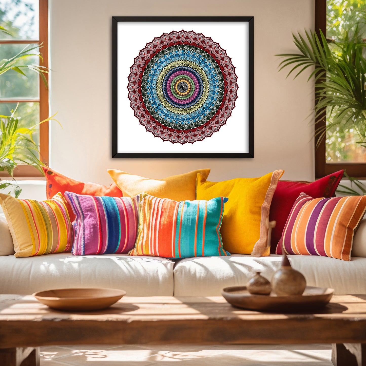 Jewelled Harmony Mandala Art Wall Decor | Healing Through Geometric Beauty