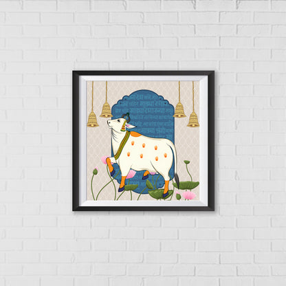 Kamadhenu Pichwai Art - The Magical Cow of Wealth and Success | Indian Wall Art Decor