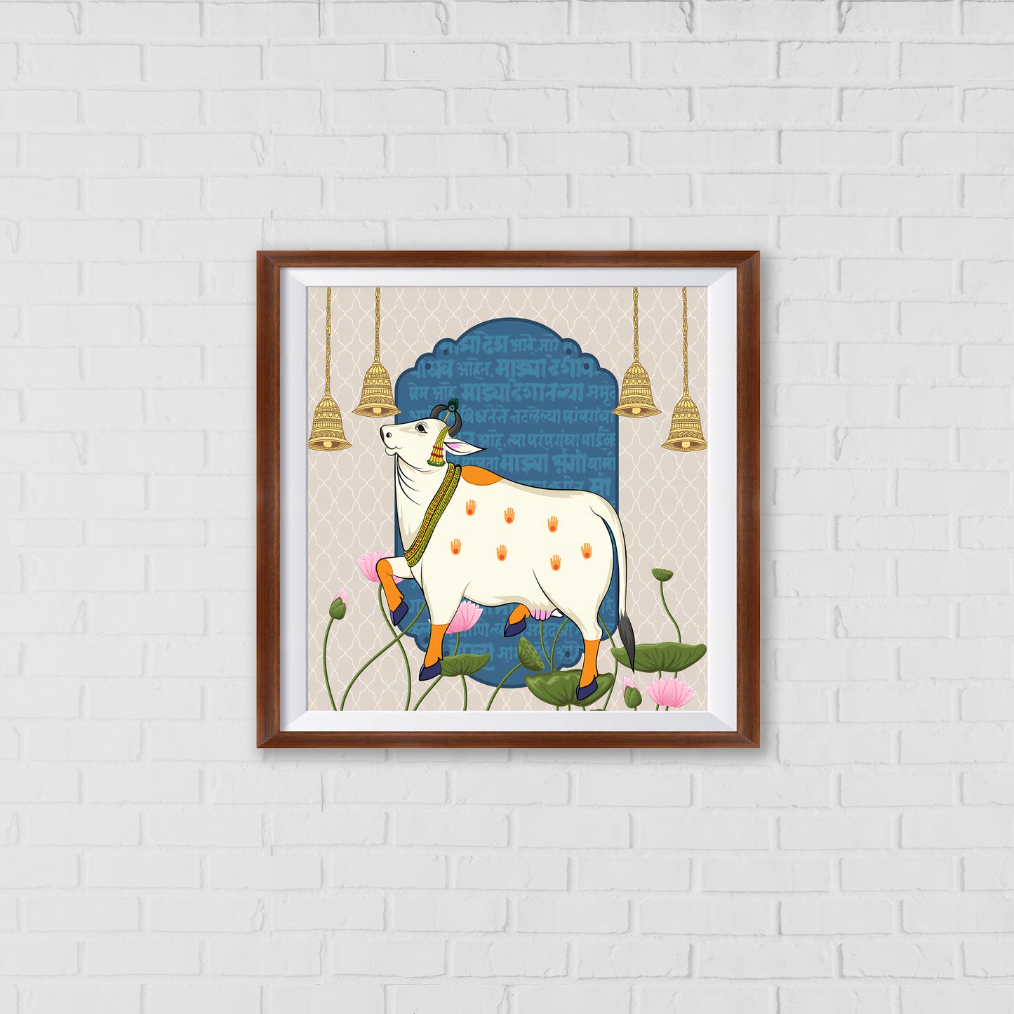 Kamadhenu Pichwai Art - The Magical Cow of Wealth and Success | Indian Wall Art Decor