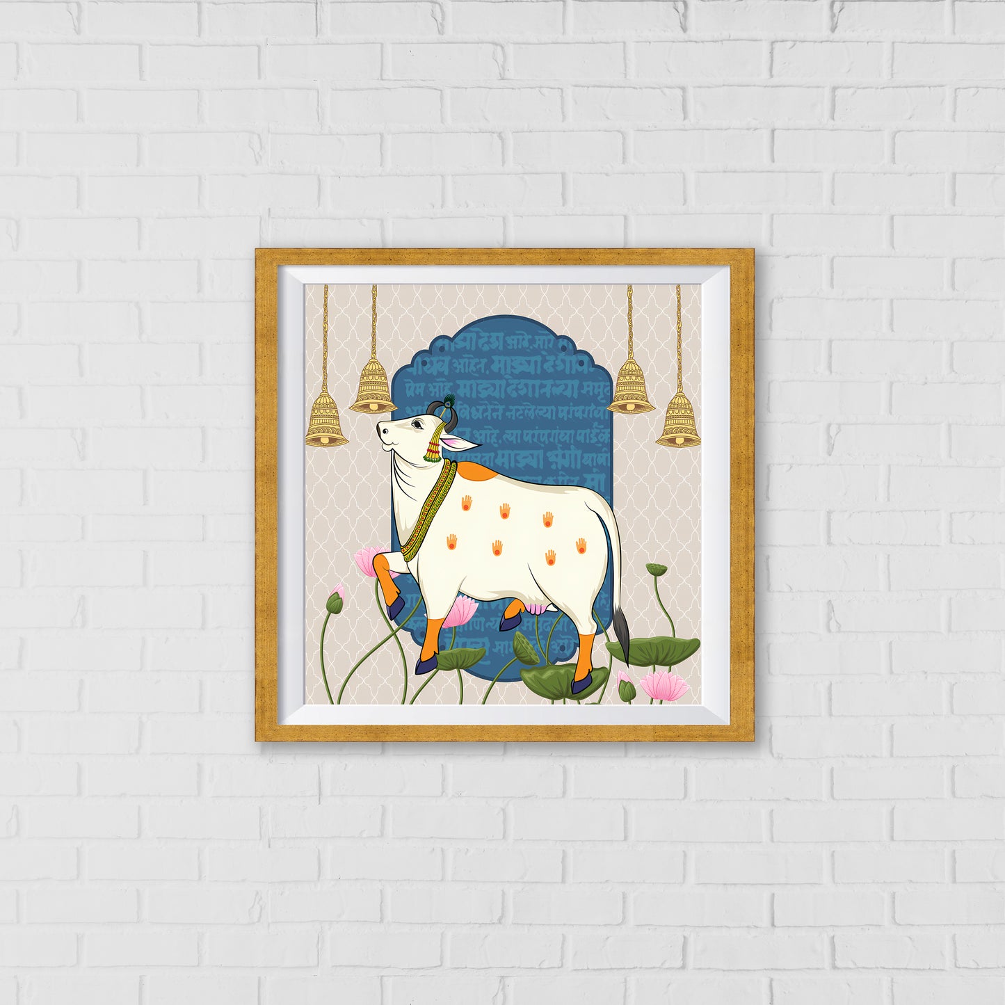 Kamadhenu Pichwai Art - The Magical Cow of Wealth and Success | Indian Wall Art Decor