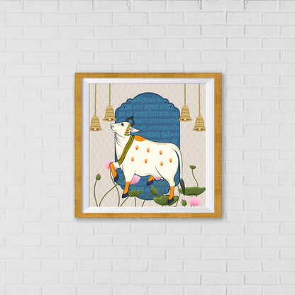 Kamadhenu Pichwai Art - The Magical Cow of Wealth and Success | Indian Wall Art Decor