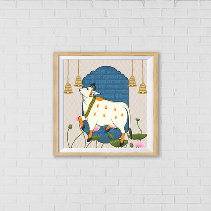 Kamadhenu Pichwai Art - The Magical Cow of Wealth and Success | Indian Wall Art Decor