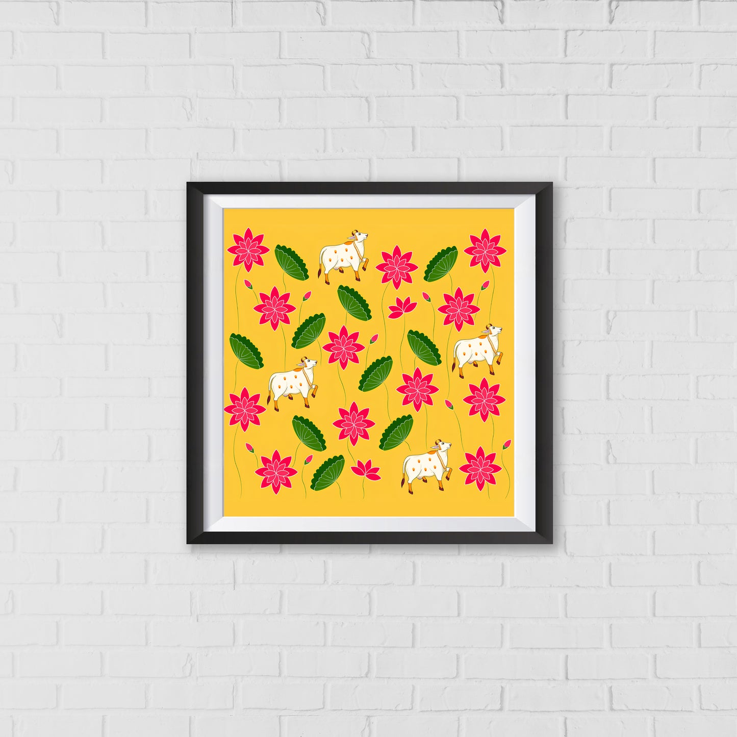 Kamadhenu's Bountiful Blessings Pichwai Art | Indian Wall Art Decor
