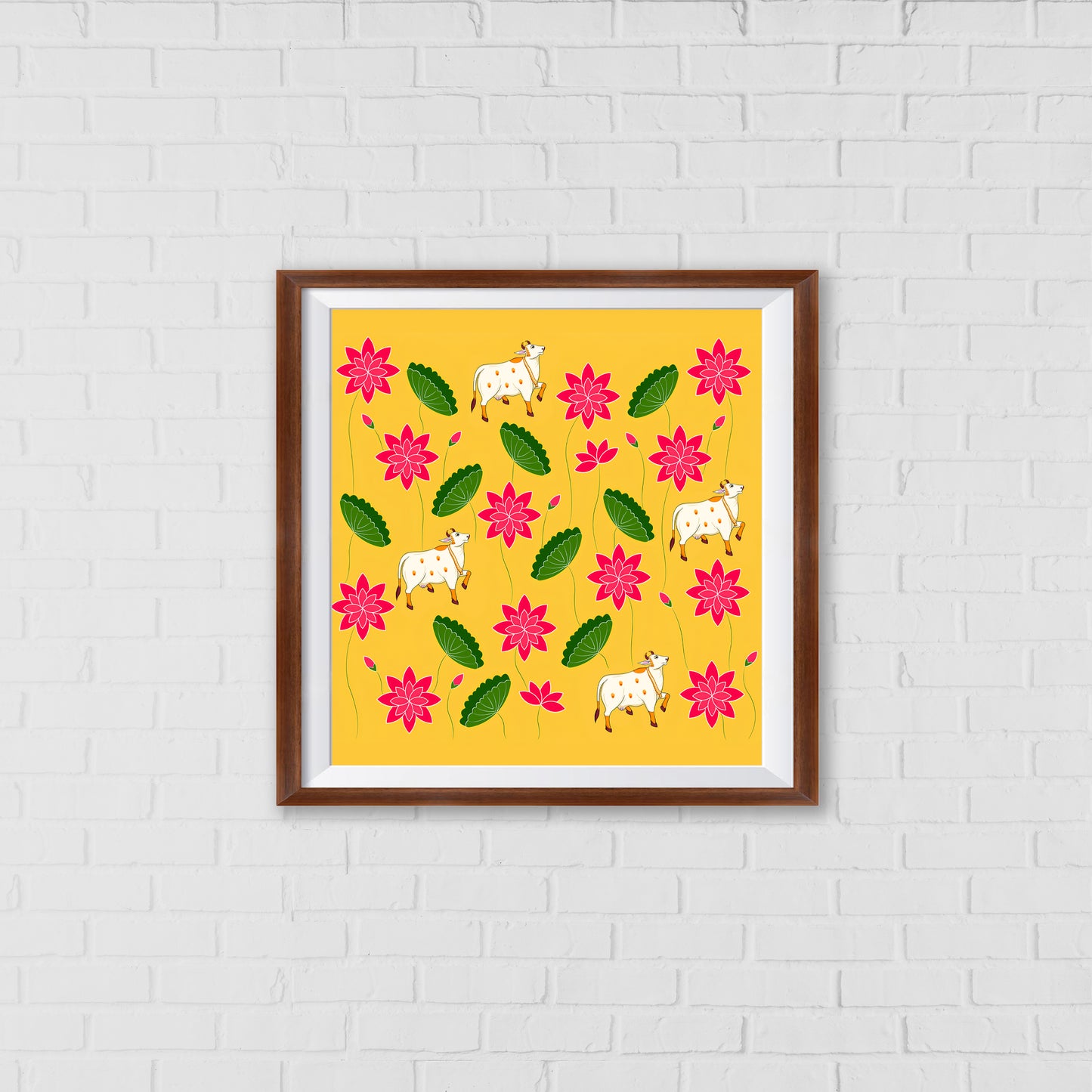 Kamadhenu's Bountiful Blessings Pichwai Art | Indian Wall Art Decor