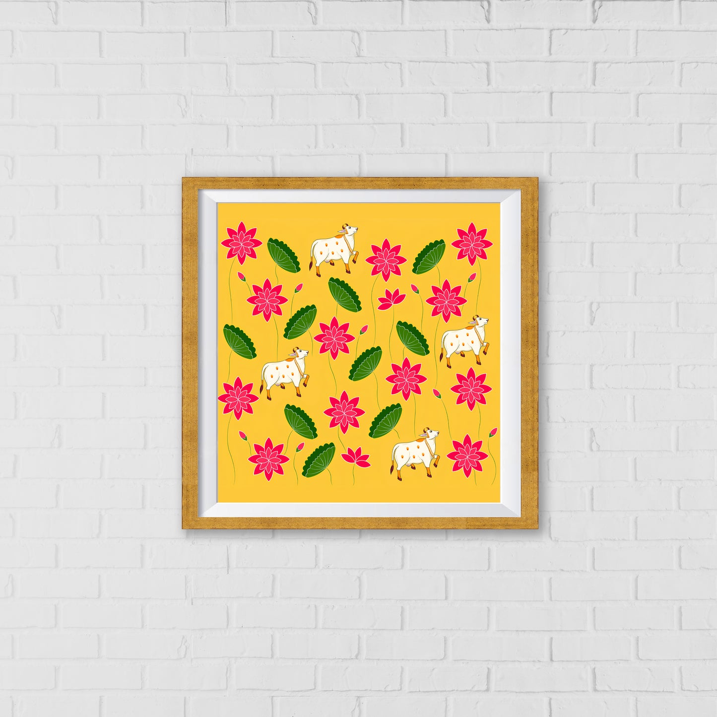 Kamadhenu's Bountiful Blessings Pichwai Art | Indian Wall Art Decor