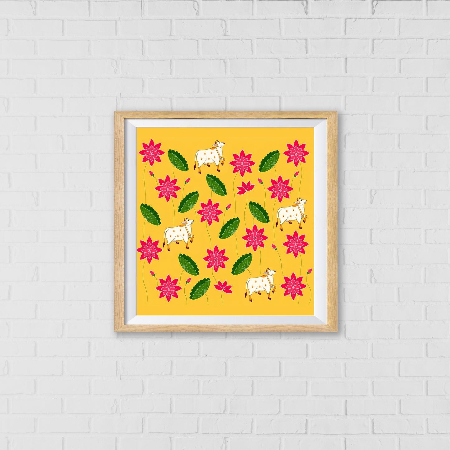 Kamadhenu's Bountiful Blessings Pichwai Art | Indian Wall Art Decor