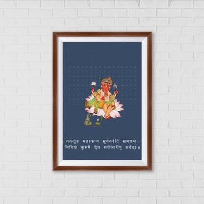 Lord Ganesha on Lotus – A Symbol of Wisdom & Prosperity | Home Decor Wall Art 03