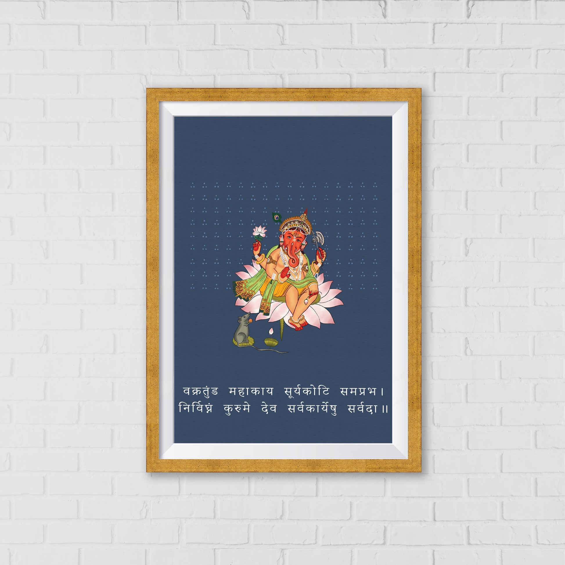 Lord Ganesha on Lotus – A Symbol of Wisdom & Prosperity | Home Decor Wall Art 04