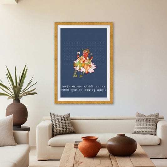 Lord Ganesha on Lotus – A Symbol of Wisdom & Prosperity | Home Decor Wall Art | Pichwai Art