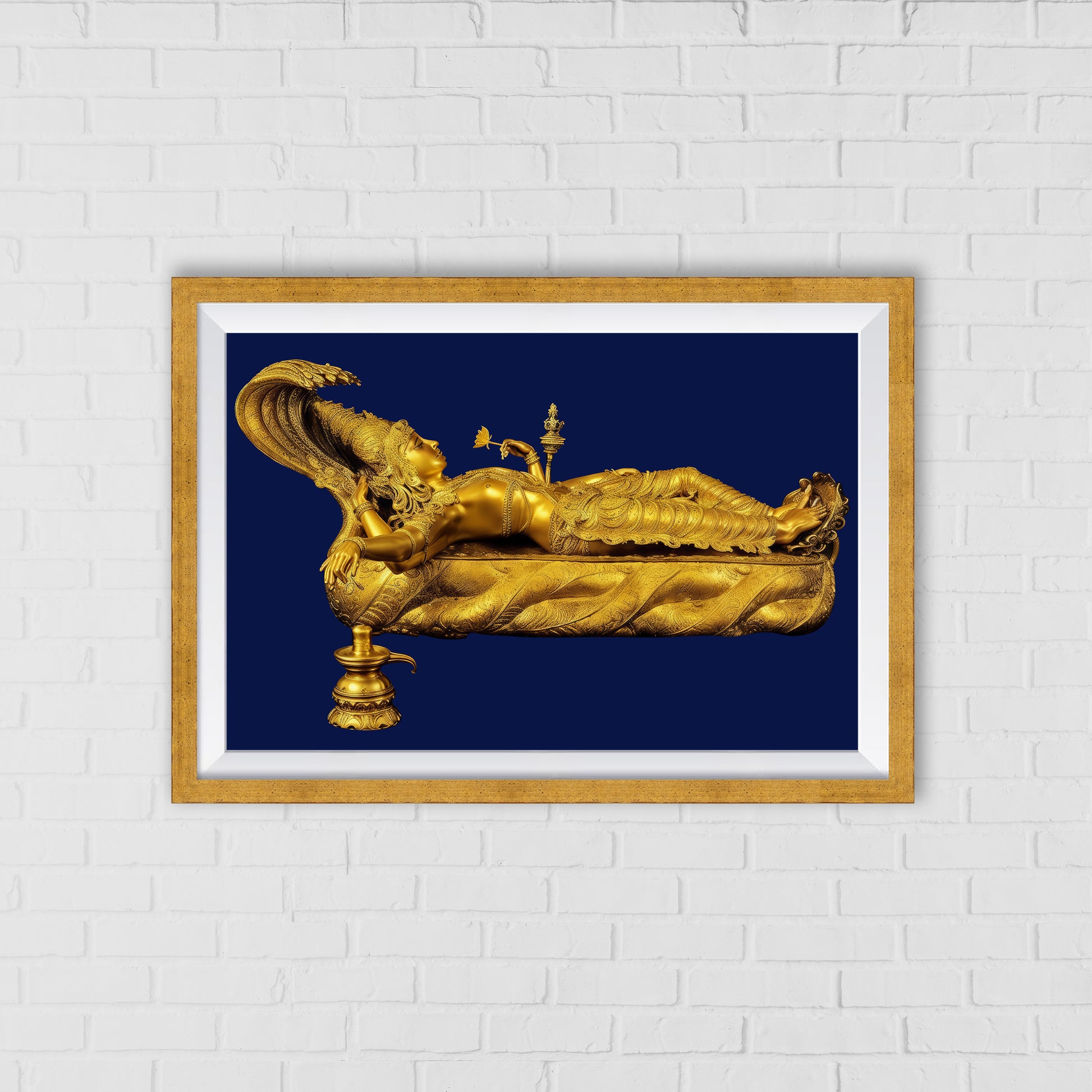 Lord Vishnu in Anantha Shayana – The Eternal Cosmic Rest | Home Decor Wall Art  01