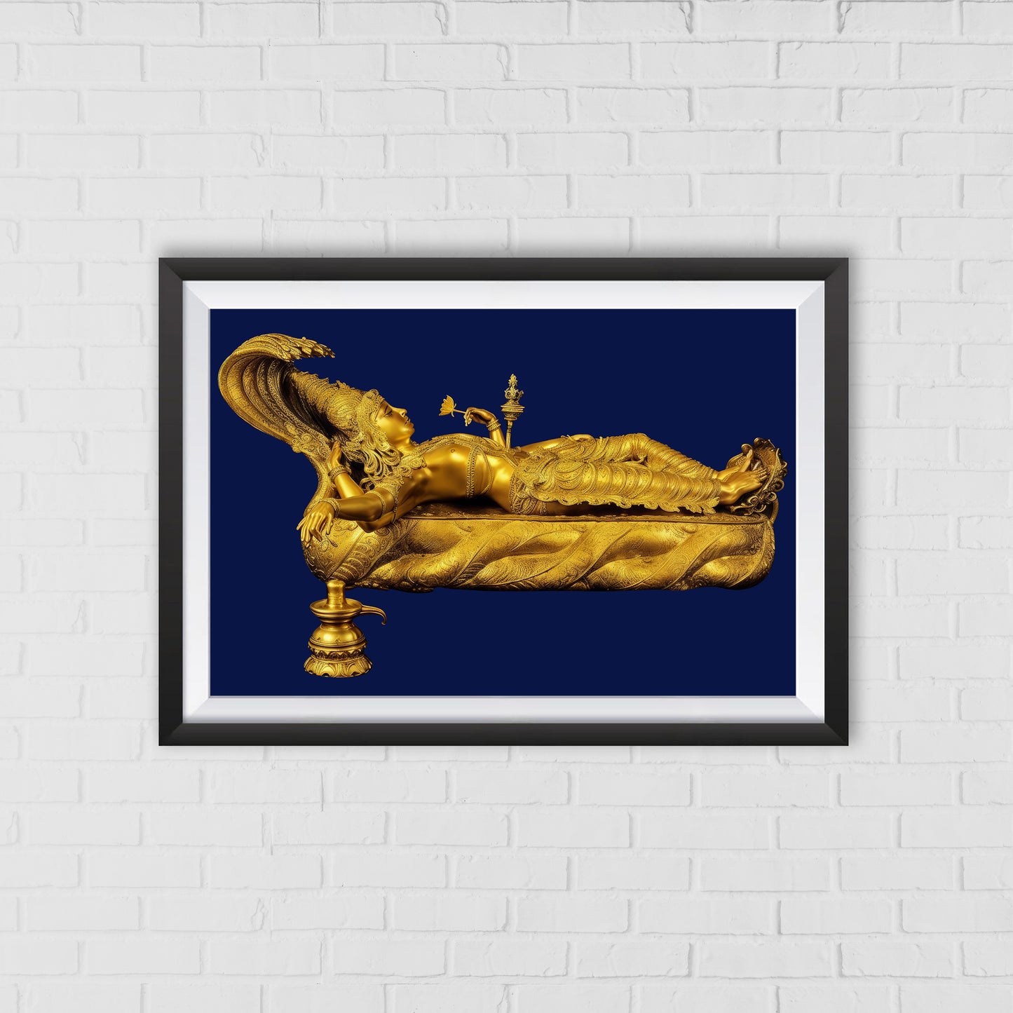 Lord Vishnu in Anantha Shayana – The Eternal Cosmic Rest | Home Decor Wall Art  04