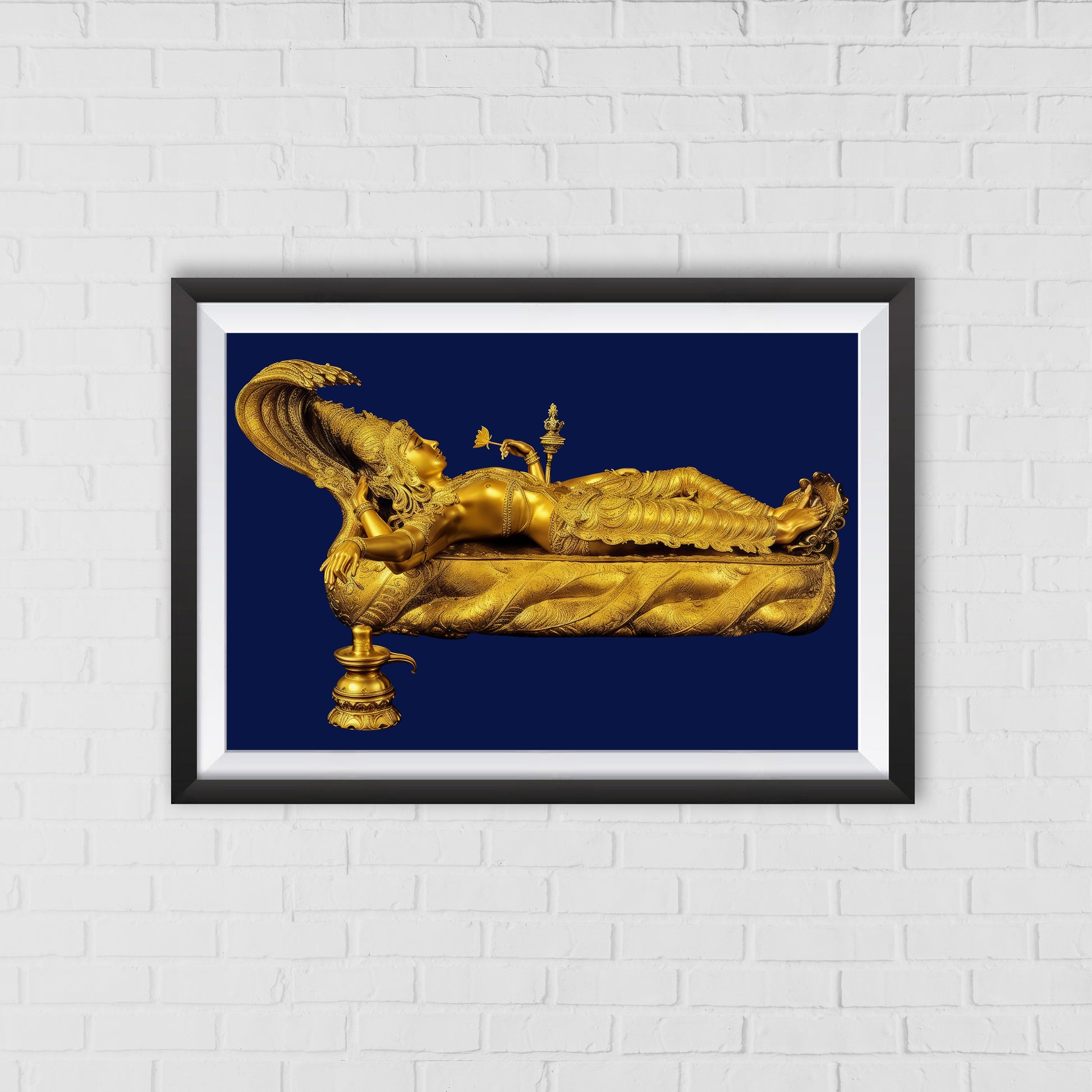 Lord Vishnu in Anantha Shayana – The Eternal Cosmic Rest | Home Decor Wall Art  04