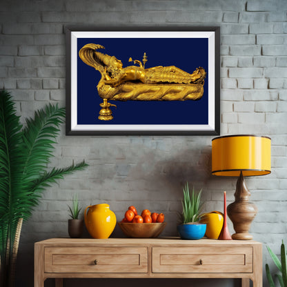 Lord Vishnu in Anantha Shayana – The Eternal Cosmic Rest | Home Decor Wall Art