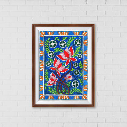 Madhubani Lotus Art | Indian wall art Decor