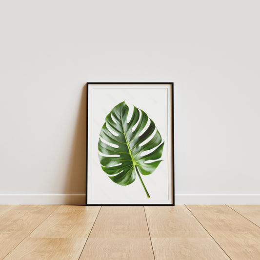 Minimalist Monstera Leaf Canvas Portrait | Home Decor Wall Art