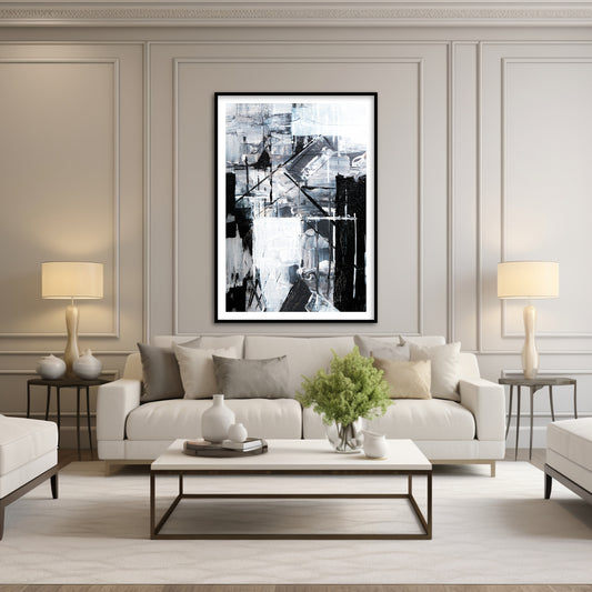 Monochromatic Black and White Abstract Art Abstract by Steve Johnson | Modern Wall Art Decor