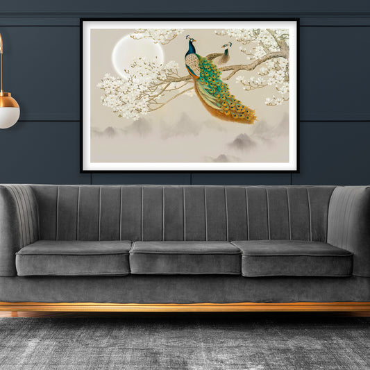 Moonlight Peacock Vastu Art for Elegance and Positive Energy | Home Decor Wall Art