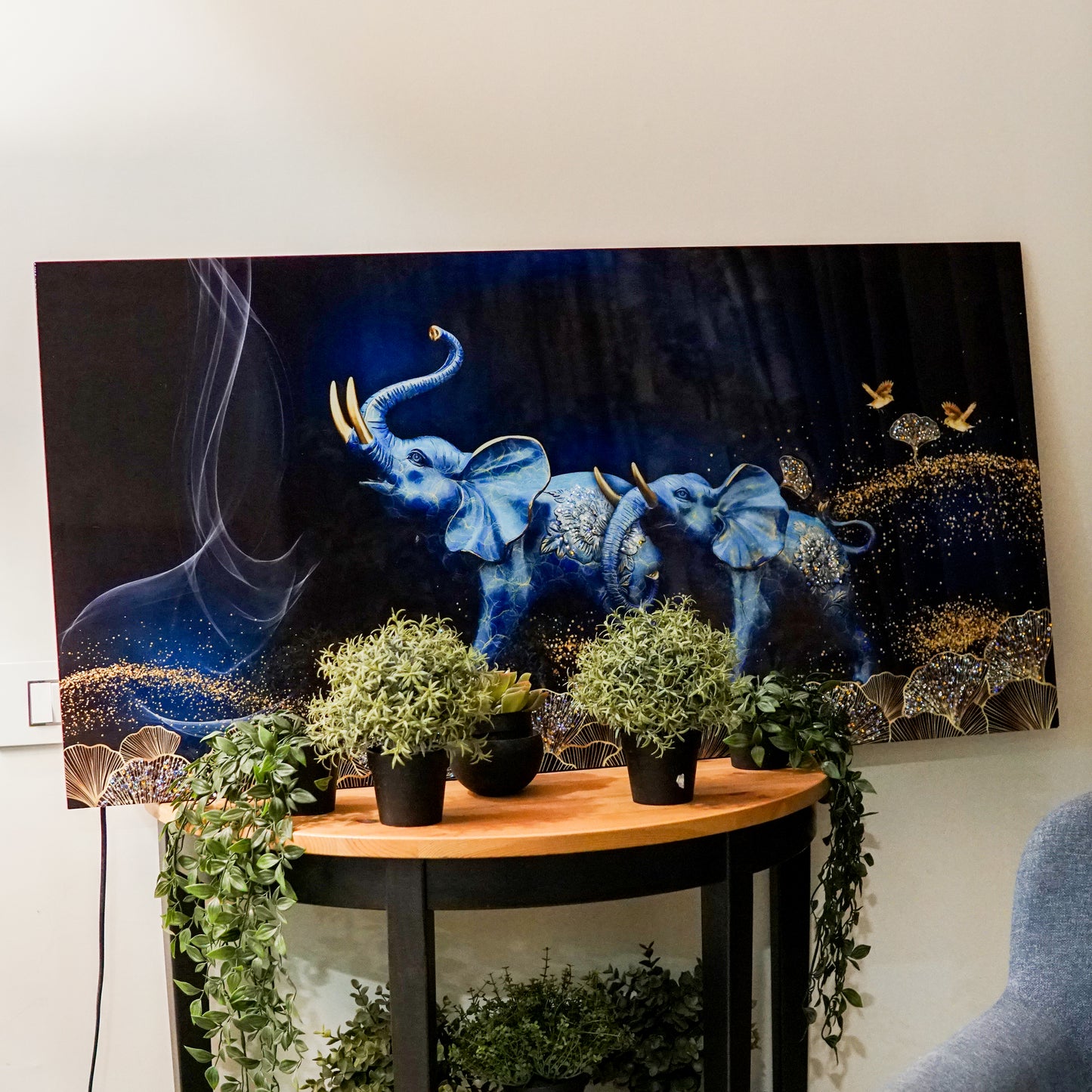 Mystical Elephant Duo | Eco-Friendly Decor for Your Home, Office, and Creative Space | Crystal wall art