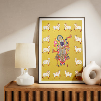 Nathdwara Golden Shrinathji Pichwai Art | Indian wall art Decor