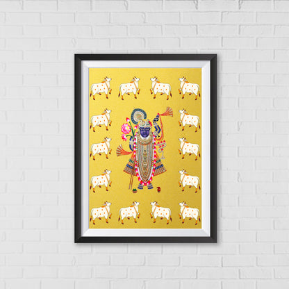 Nathdwara Golden Shrinathji Pichwai Art | Indian wall art Decor