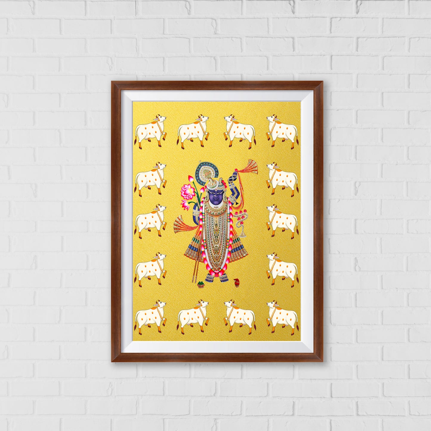 Nathdwara Golden Shrinathji Pichwai Art | Indian wall art Decor