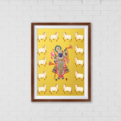 Nathdwara Golden Shrinathji Pichwai Art | Indian wall art Decor