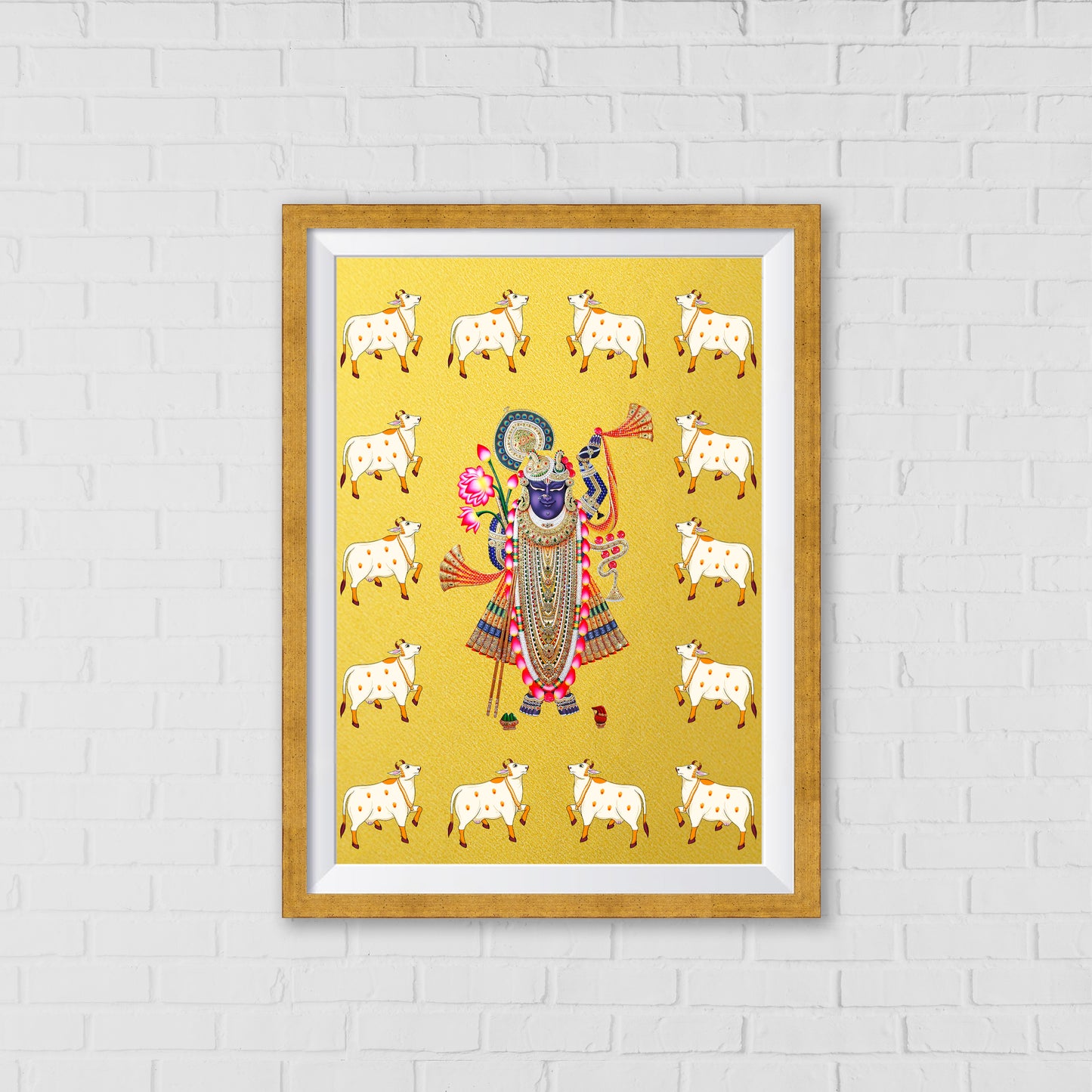 Nathdwara Golden Shrinathji Pichwai Art | Indian wall art Decor