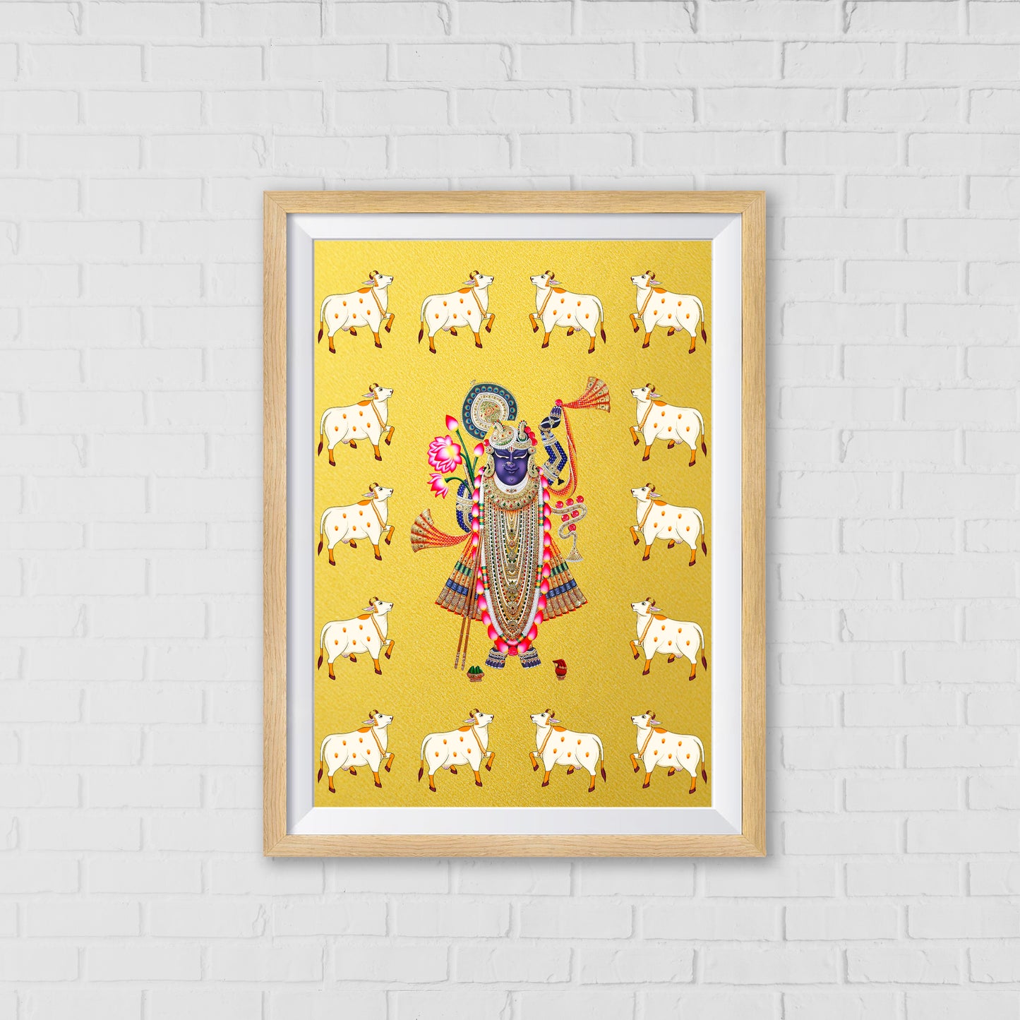Nathdwara Golden Shrinathji Pichwai Art | Indian wall art Decor