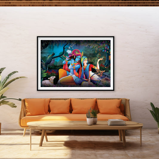 Radha Krishna Divine Love | Indian Wall Art Decor