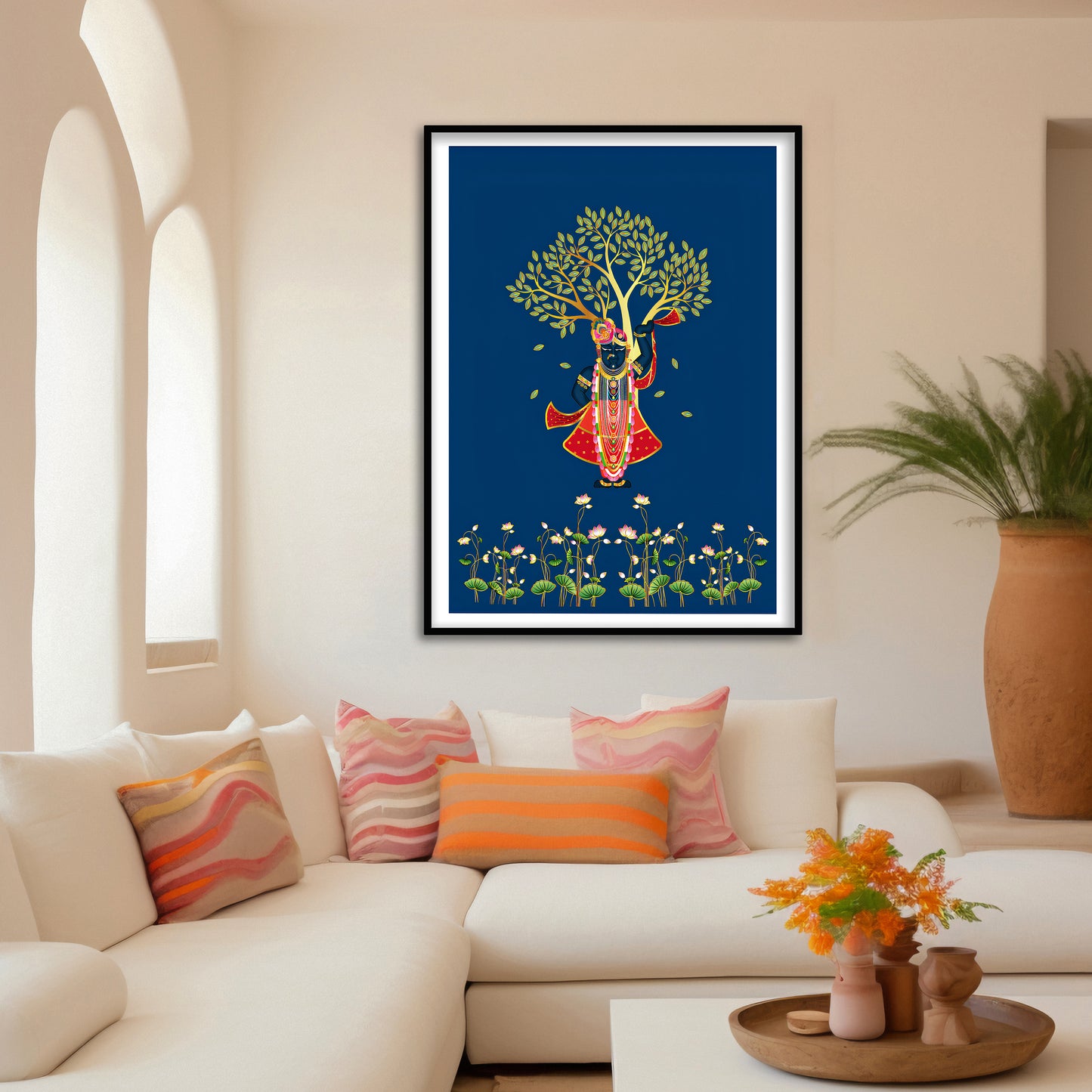 Shrinathji Beneath the Kadamba Tree Pichwai Art | Indian Wall Art Decor